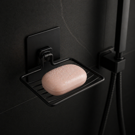 1Pc Stainless Steel Soap Rack Punch-Free Nail-Free Bathroom Single Layer Drain Wall Hanging Sucker Soap Box Light Luxury Shelf